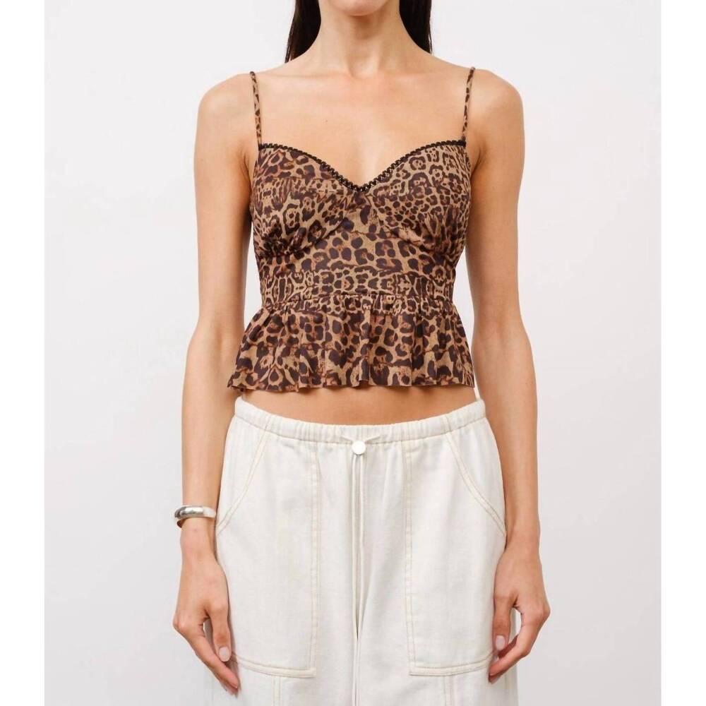 NEW LOUCIA leopard peplum top in brown